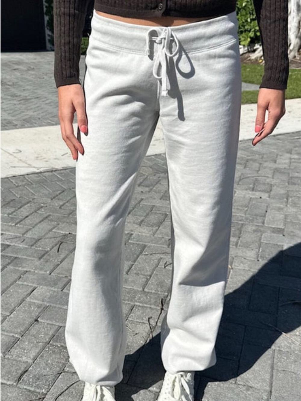 Brandy Melville White Drawstring Track Pants